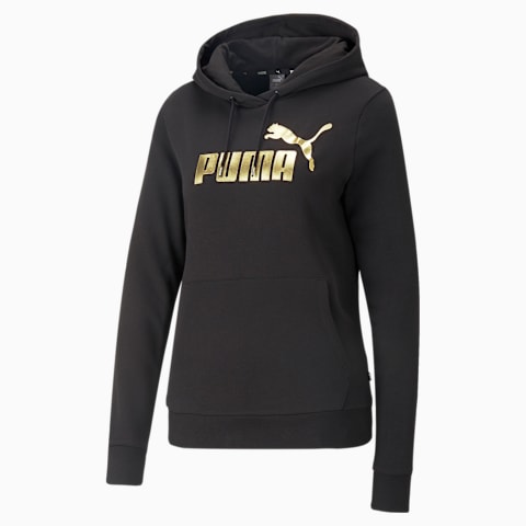 Essentials Metallic Logo Women s Hoodie Crews Hoodies PUMA
