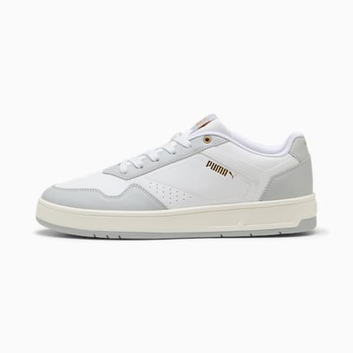 Giày thể thao Court Classic, PUMA White-Cool Light Gray-PUMA Gold, medium-VNM