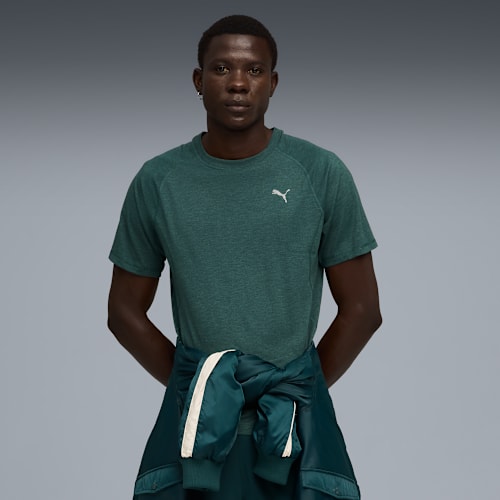 VELOCITY Tri-Blend Running Tee Men, Green Terrain-Heather, medium-VNM