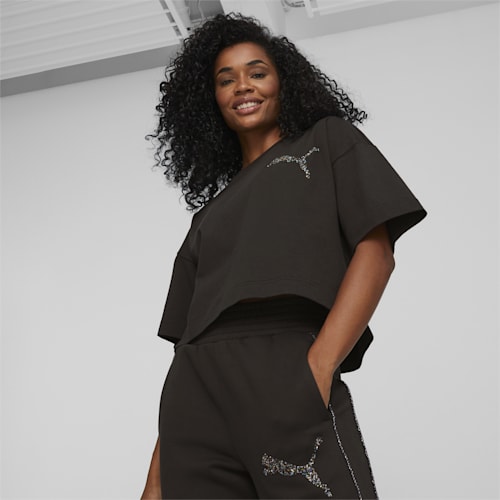 PUMA Swarovski Crystals Women s Tee PUMA Black PUMA Shoes PUMA