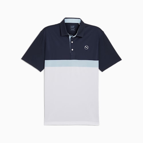 Pure Colourblock Men s Golf Polo Deep Navy White Glow PUMA Shop All Puma PUMA