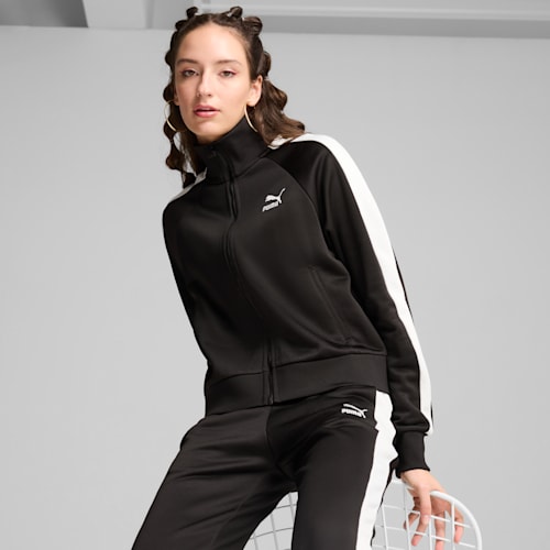 Puma tracksuit womens black discount