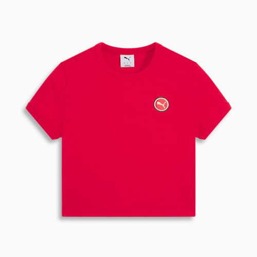 Áo thun nữ Baby Tee họa tiết PUMA CNY GAME ON, For All Time Red, medium-VNM