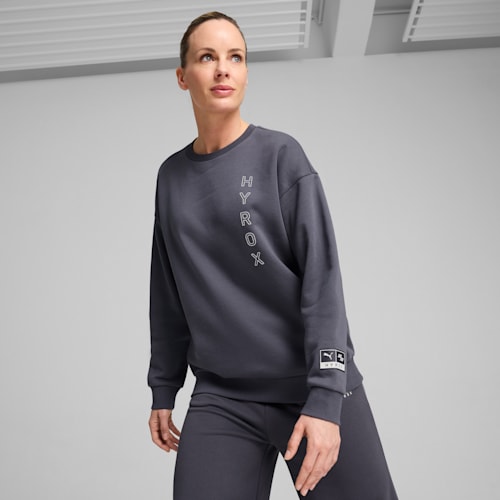 PUMA x HYROX Graphic Fleece Crew Women Galactic Gray PUMA Sportstyle PUMA