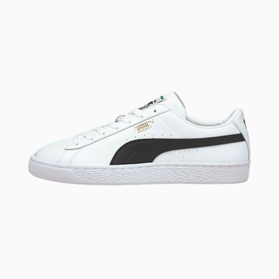 Black leather puma basket shop