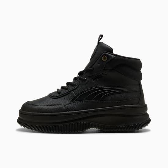 Schwarzer PUMA High-Top-Sneaker mit klobiger Sohle und Schnürverschluss.