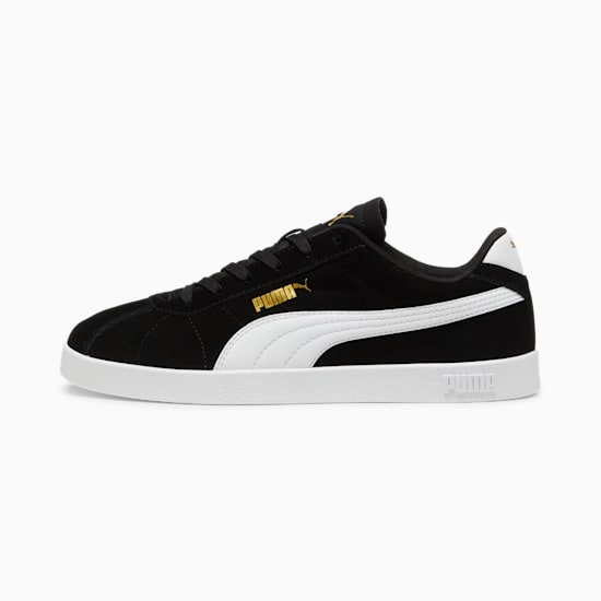 Basket PUMA noire avec bande et semelle blanches pour adultes.