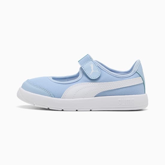 Blue PUMA trainer for kids with a hook-and-loop fastener and white formstrip.