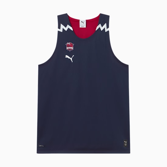 Navy PUMA men's vest with white accents and club emblem on the chest.