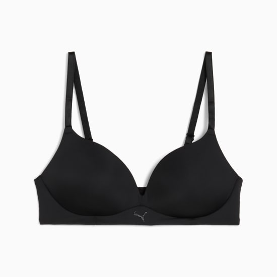 Black PUMA bra for women with adjustable straps and a subtle logo.