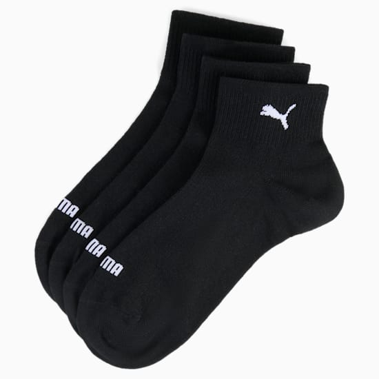 Black PUMA socks for adults with white logo and brand name.