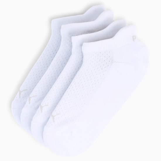 White PUMA trainer socks, for adults, with breathable mesh and subtle logo.