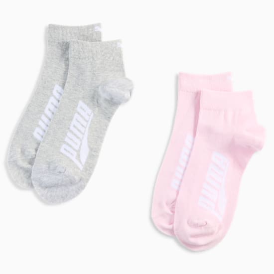 Grey and pink PUMA socks with a white logo, for adults.