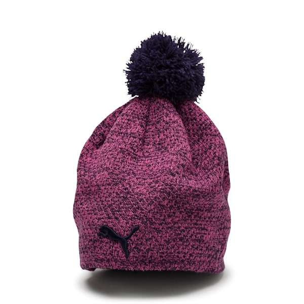 PWRWARM Women's Pom Beanie, Magenta Haze, extralarge