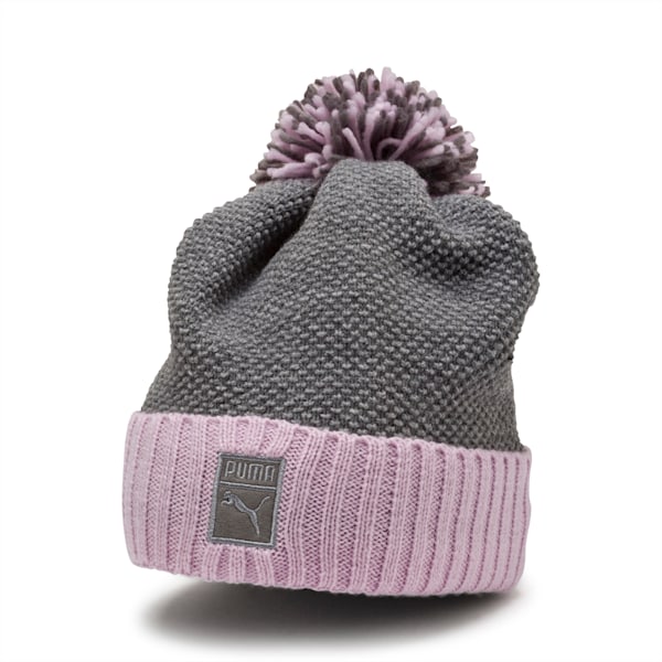ARCHIVE Pom beanie, Light Gray Heather-W. orchid, extralarge-IND