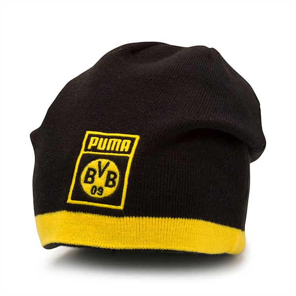 BVB Reversible Beanie, Puma Black-Cyber Yellow, extralarge