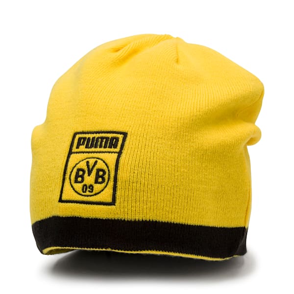 BVB Reversible Beanie, Puma Black-Cyber Yellow, extralarge