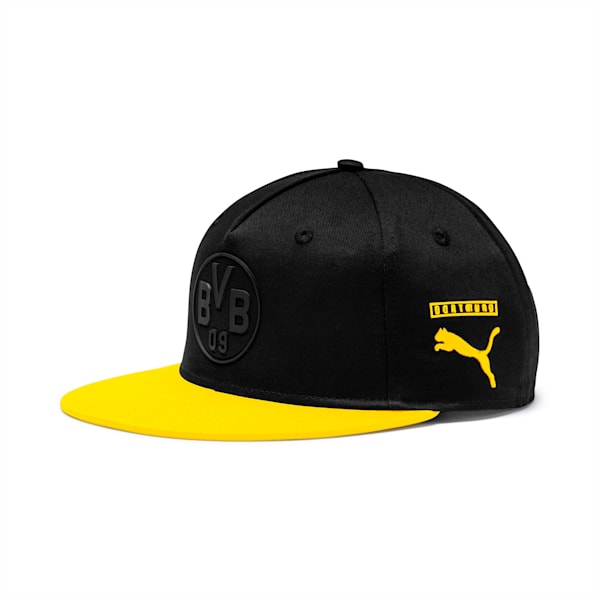 BVB flatbrim Fan Cap, Puma Black-Cyber Yellow, extralarge