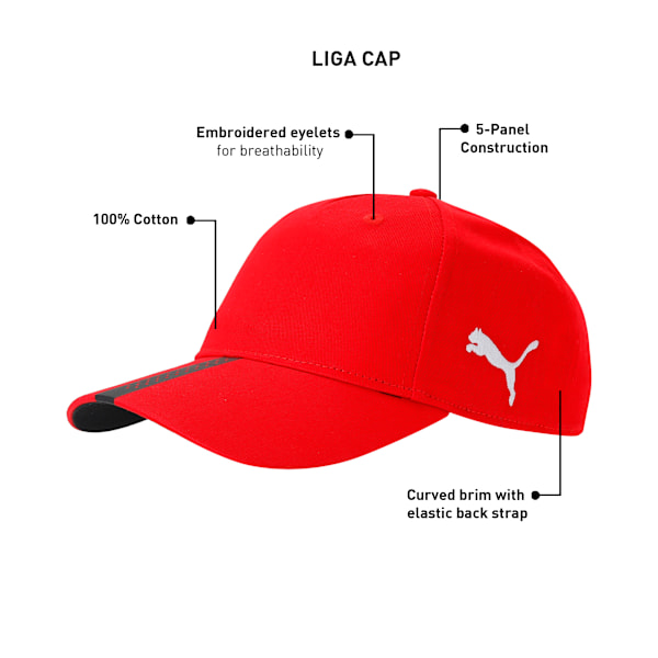 teamLIGA Contrast Visor Football Cap, Puma Red-Puma Black, extralarge-IND