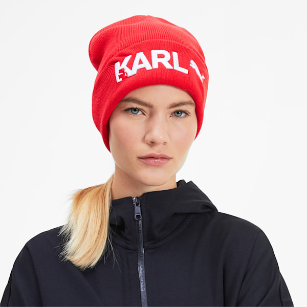 PUMA x KARL LAGERFELD Beanie, High Risk Red, extralarge