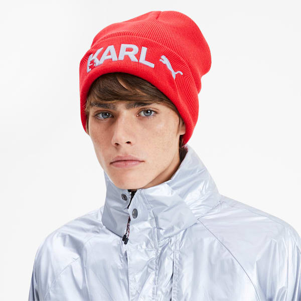 PUMA x KARL LAGERFELD Beanie, High Risk Red, extralarge