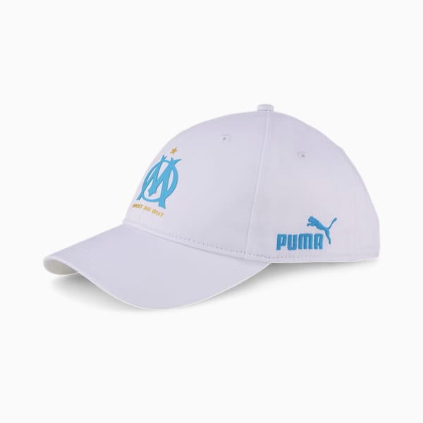 Olympique de Marseille ftblCulture Baseball Cap, Puma White-Bleu Azur, extralarge