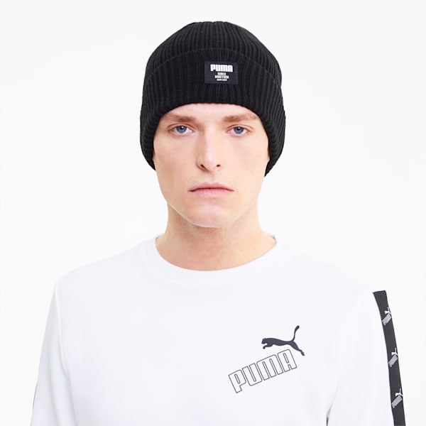 Classic Ribbed Beanie, Puma Black, extralarge