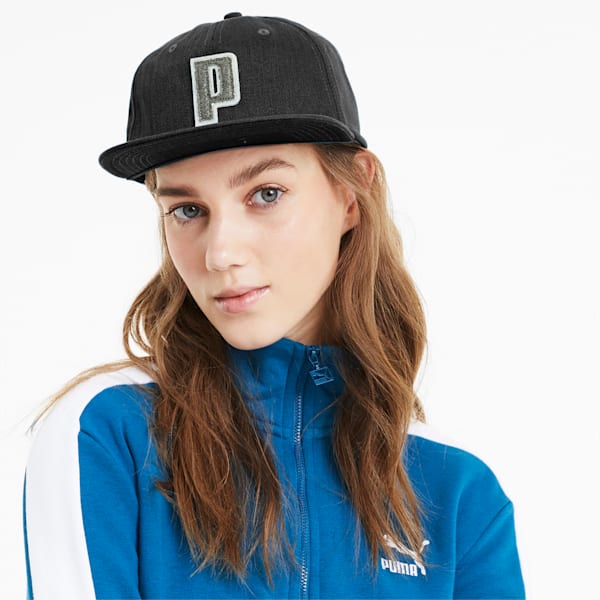 P Appliqué Flat Brim Cap, Puma Black, extralarge