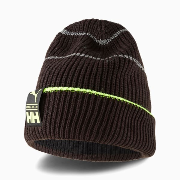 PUMA x HELLY HANSEN Beanie, Puma Black-Safety Yellow, extralarge