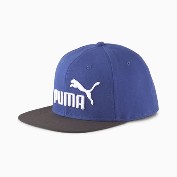 PUMA Unisex Flat Brim Cap, Elektro Blue-Puma Black-Puma White, extralarge-IND