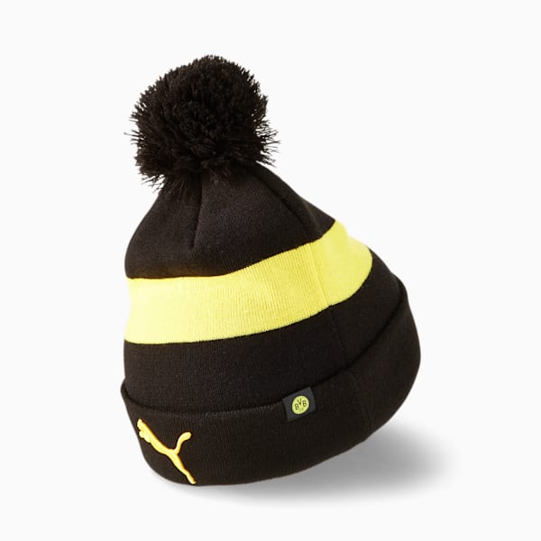 BVB Pom Beanie, Puma Black-Cyber Yellow, extralarge