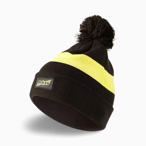 BVB Pom Beanie, Puma Black-Cyber Yellow, extralarge