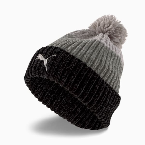 Bonnet à pompon Femme, Puma Black-Medium Gray Heather-Light Gray Heather, extralarge