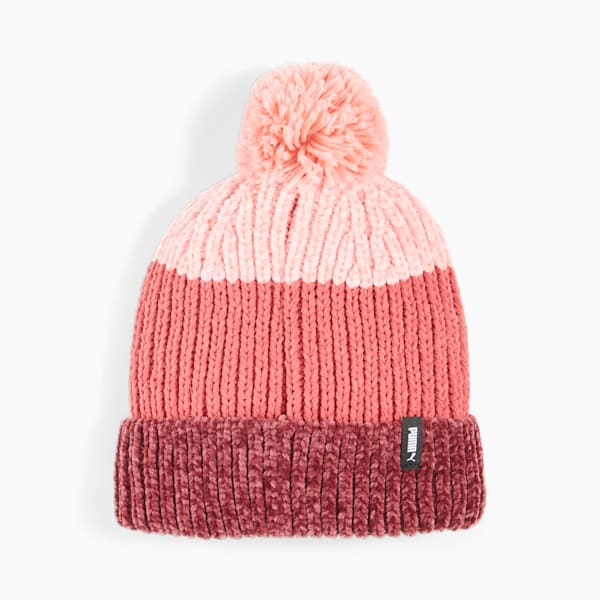 Women's Pom Pom Beanie, Peach Smoothie-Electric Blush-Dark Jasper, extralarge-IND