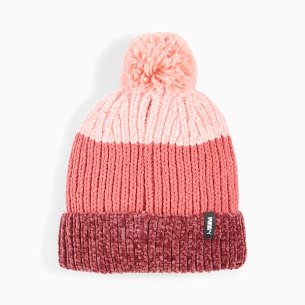 Pom Pom Beanie Women's Hat, Peach Smoothie-Electric Blush-Dark Jasper, extralarge