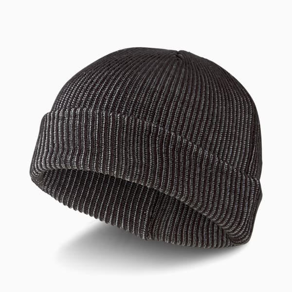 Ribbed Fisherman Beanie, Puma Black-Medium Gray Heather, extralarge