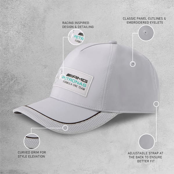 Mercedes AMG Petronas F1 Baseball Cap, Mercedes Team Silver, extralarge-IND
