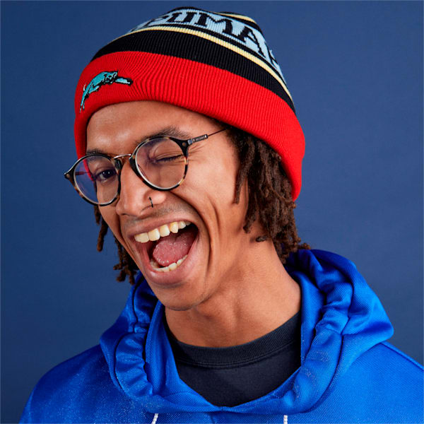 Basketball Classic Beanie, Puma Black-High Risk Red-Eggshell Blue, extralarge