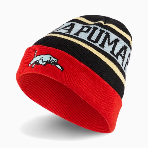 Basketball Classic Beanie, Puma Black-High Risk Red-Eggshell Blue, extralarge