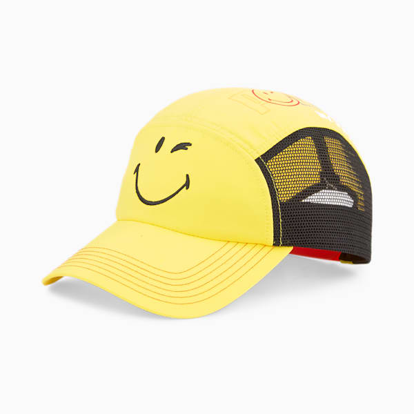 PUMA x SmileyWorld 5 Panel Youth Cap, Vibrant Yellow, extralarge-IND