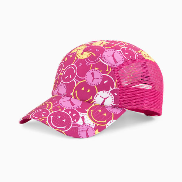 PUMA x SMILEYWORLD 5 Panel Kids' Cap, Festival Fuchsia-AOP, extralarge