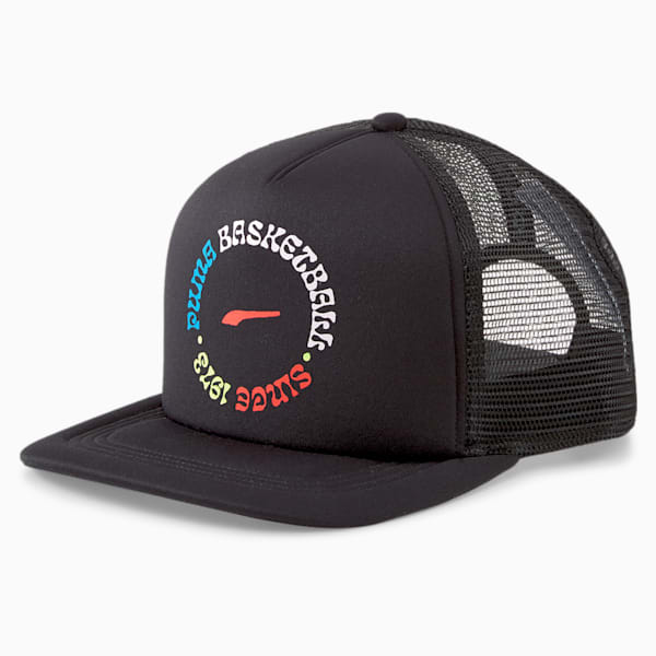 Basketball Unisex Trucker Cap, Puma Black-Puma Black, extralarge-IND