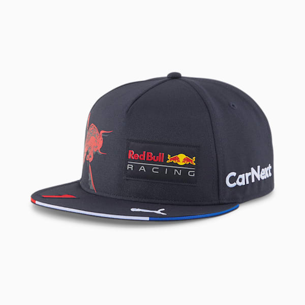 Red Bull Racing Replica Verstappen Flat Brim Cap, NIGHT SKY-Chinese Red