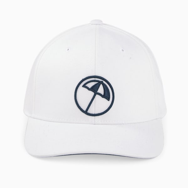 PUMA x ARNOLD PALMER Circle Umbrella Men's Snapback Golf Cap, Bright White-Navy Blazer