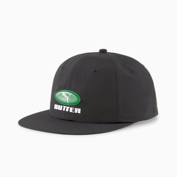 PUMA x BUTTER GOODS Flat Brim Hat, Puma Black-Amazon Green, extralarge