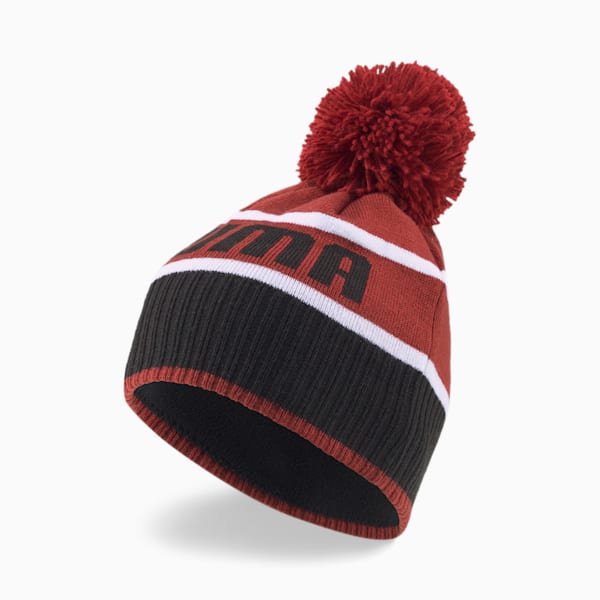 Pom-Pom Beanie, Intense Red-Puma Black, extralarge