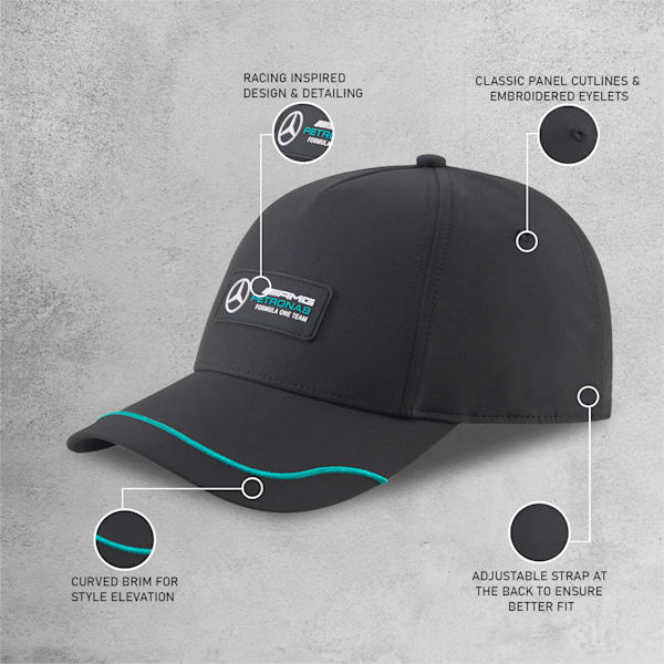 Mercedes AMG Petronas Motorsport F1 Unisex Baseball Cap, Puma Black, extralarge-IND