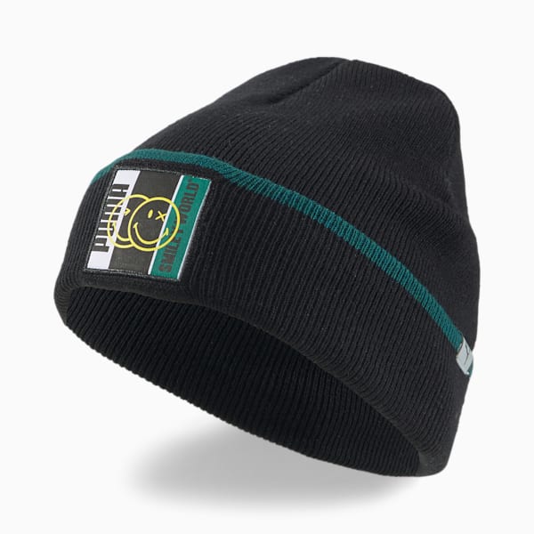 Gorro de lana sin puño PUMA x SMILEYWORLD para jóvenes, Puma Black, extralarge