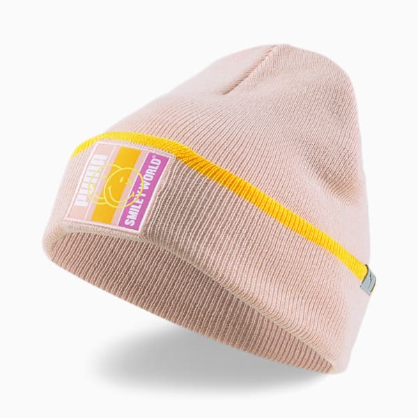 PUMA x SMILEYWORLD Cuffless Youth Beanie, Rose Quartz