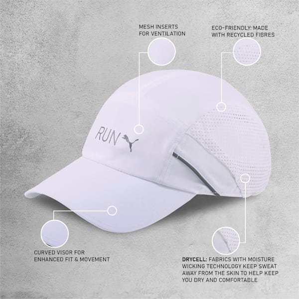 Lightweight Unisex Running Cap, Puma White, extralarge-IND